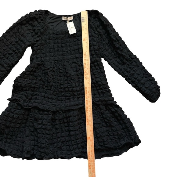 Simply Southern Black Textured Long Sleeve Tiered Mini Dress Size Small NWT - Picture 6 of 11